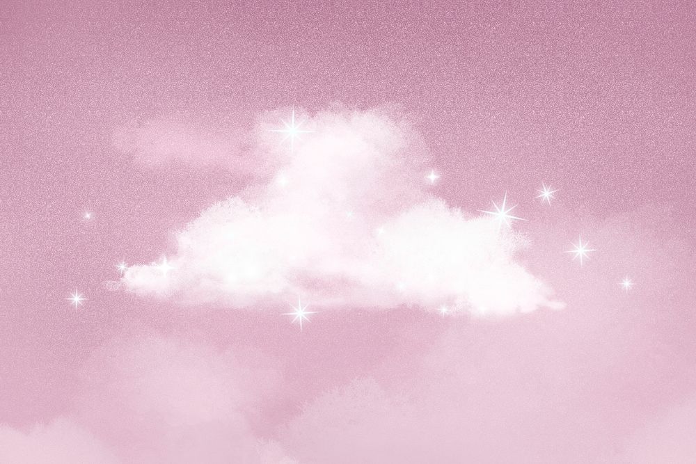 Glittering cloud background, pink sparkling sky design psd
