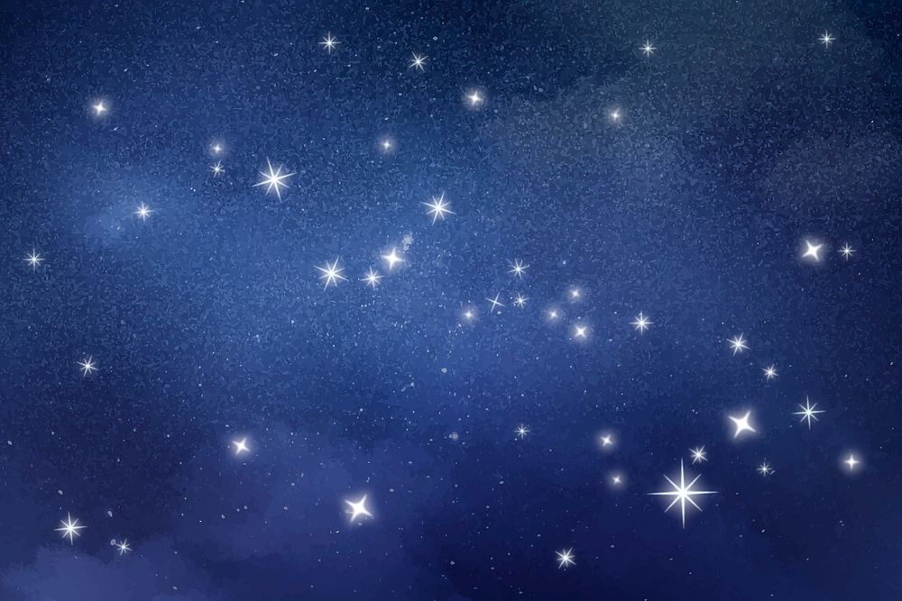 Glittering stars background, sparkling blue sky design vector