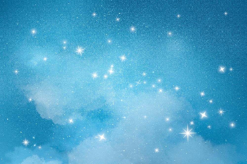 Glittering stars background, sparkling blue sky design psd