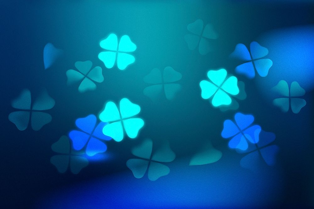 Blue clover bokeh background psd