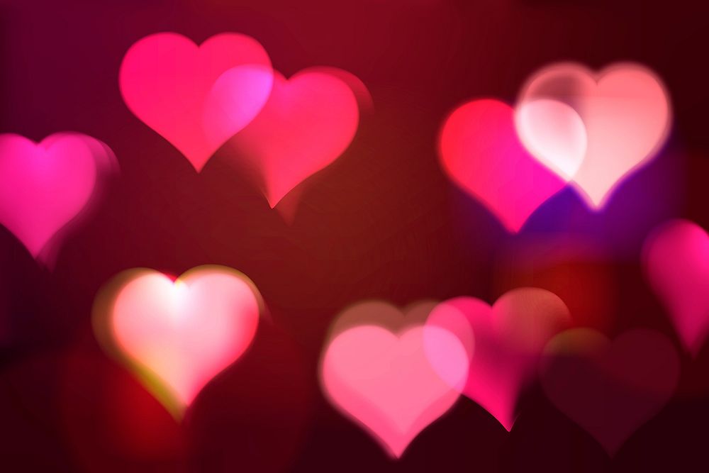 Pink heart bokeh background pattern design vector