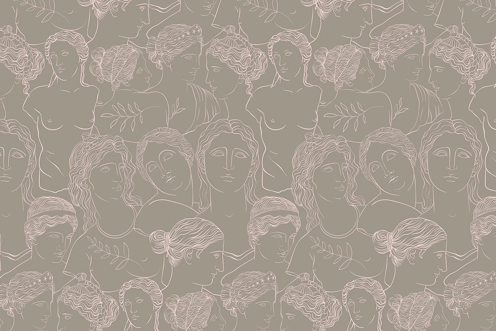 Classical sculpture pattern background, gods line art design psd