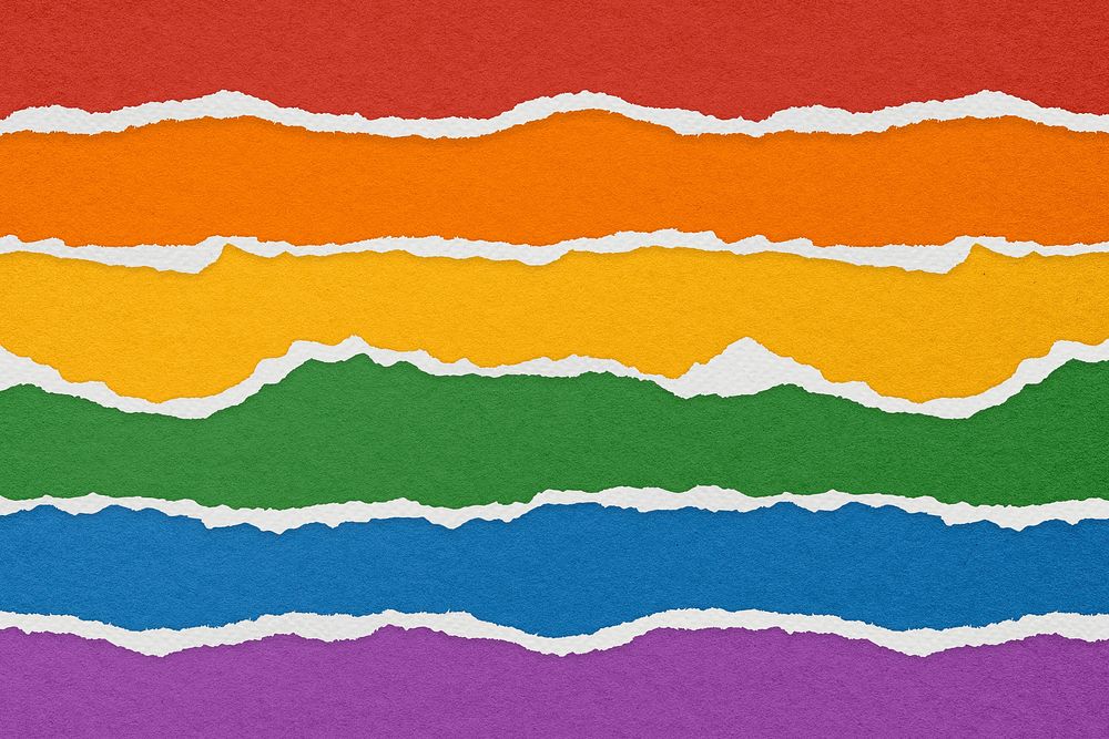 Rainbow torn paper background, high resolution psd