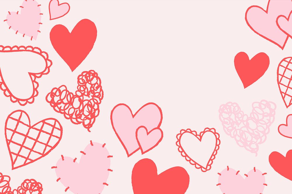Love background border, heart shape doodle vector