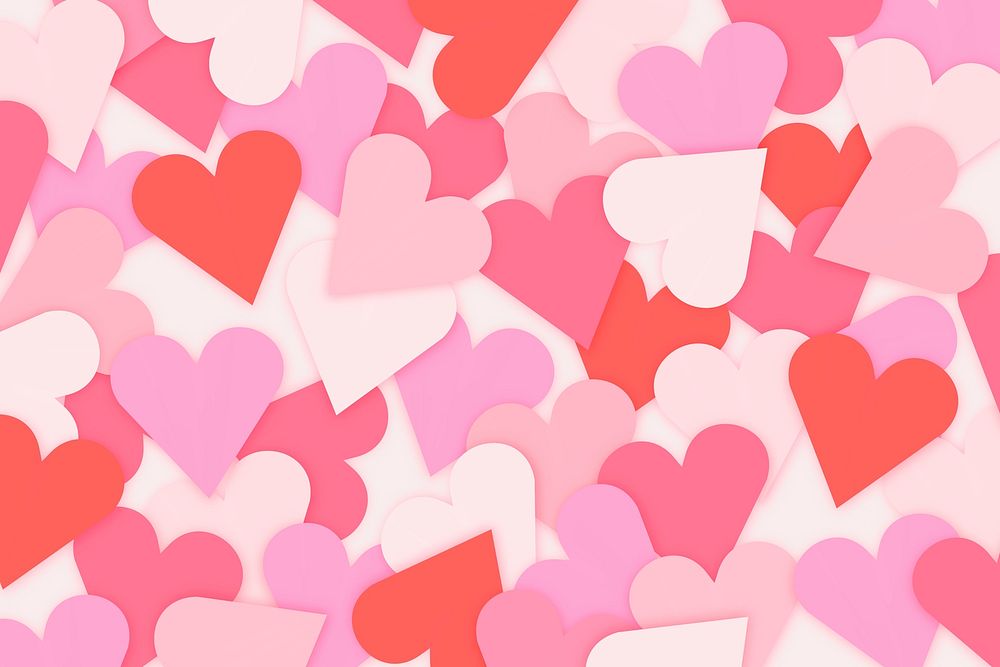 Colorful hearts pattern background, valentine’s psd