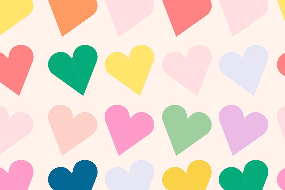 Colorful hearts pattern background, valentine’s psd