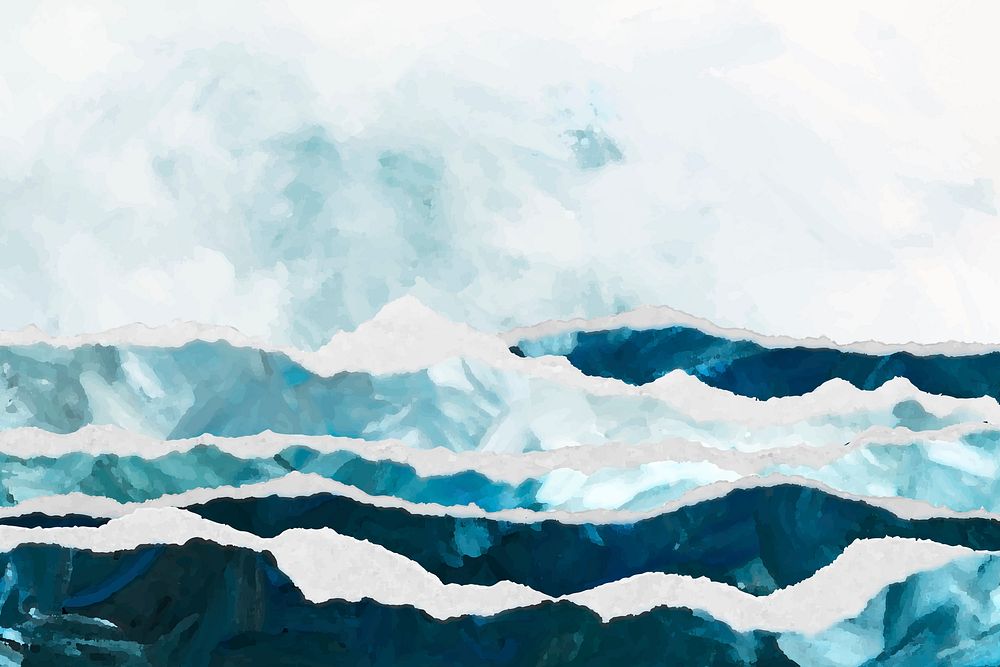 Ocean wave painted background illustration 