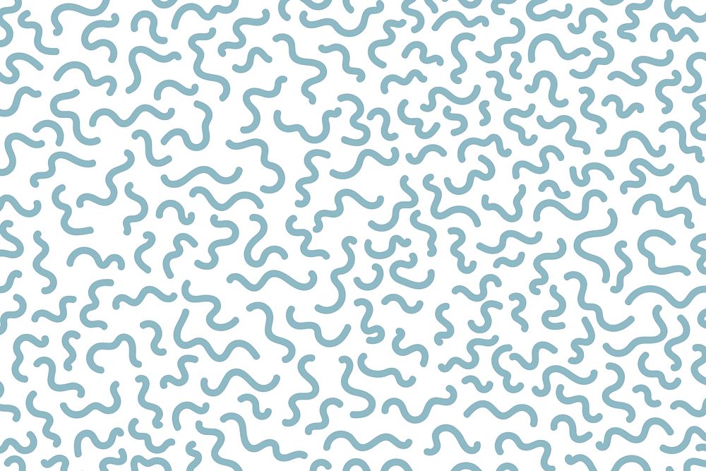 Cute squiggle pattern background blue drawing design psd