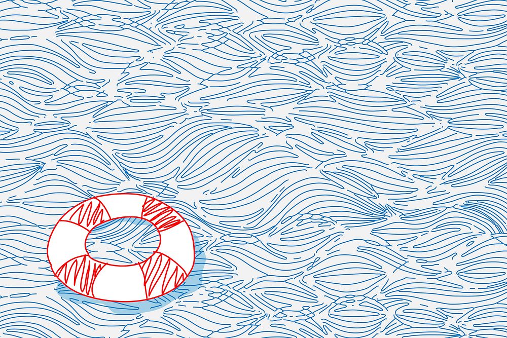 Lifesaver doodle on blue background design vector