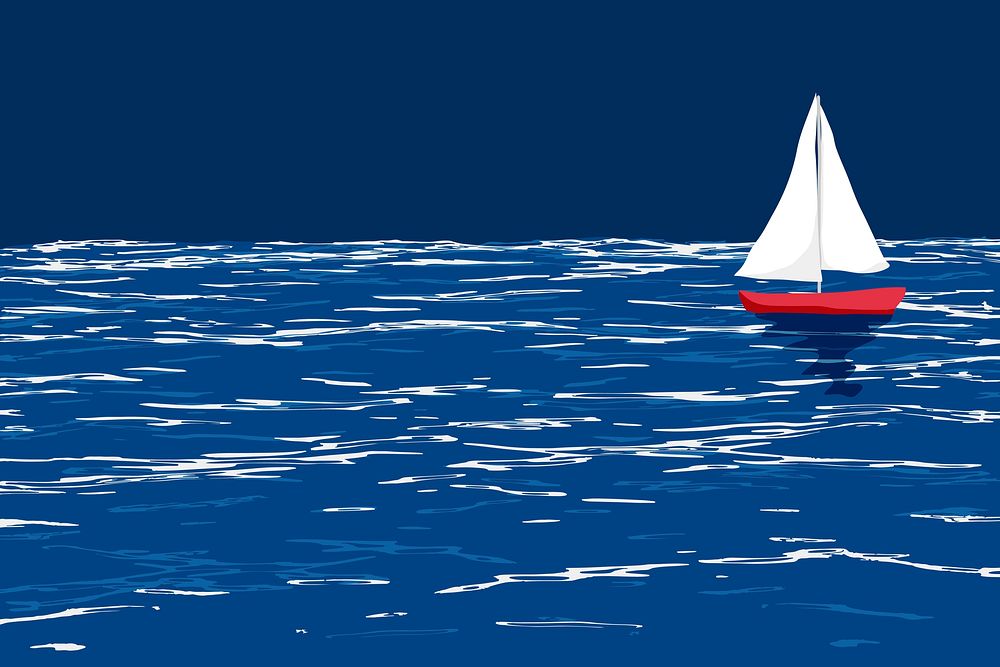 Sea scene with boat background illustration vector