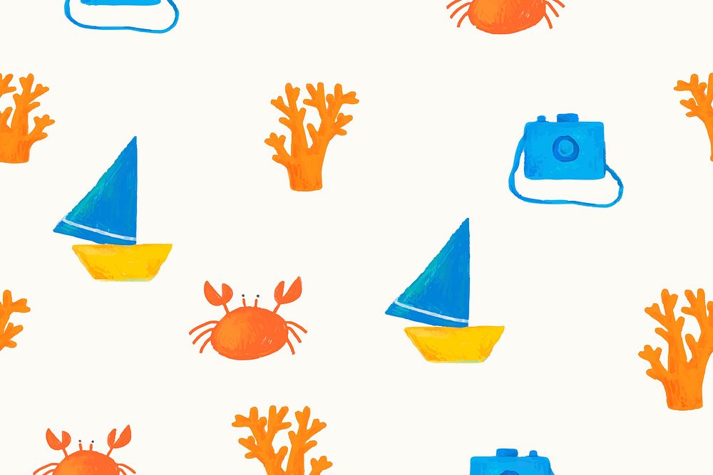 Summer doodle pattern, beige background