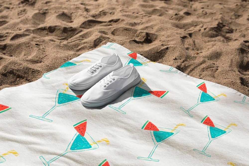 Beach mat mockup psd, summer pattern fabric