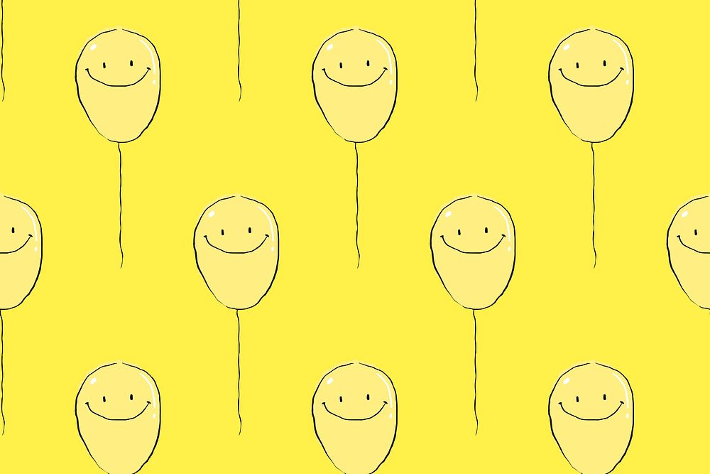 Yellow balloons pattern background, drawing illustration, seamless design vector