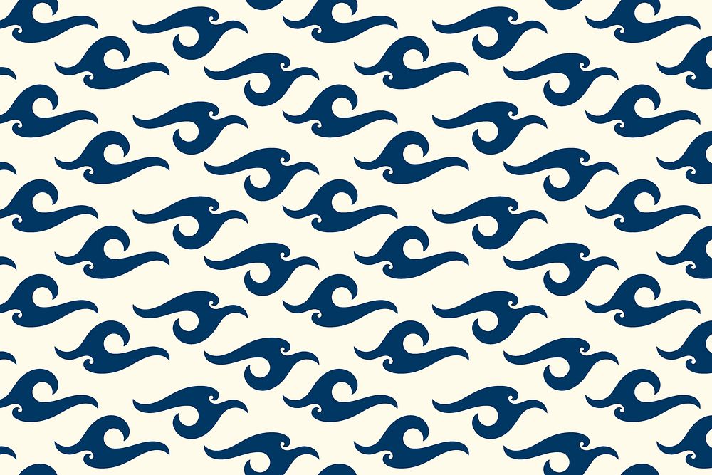 Summer wave background, seamless pattern in blue vector