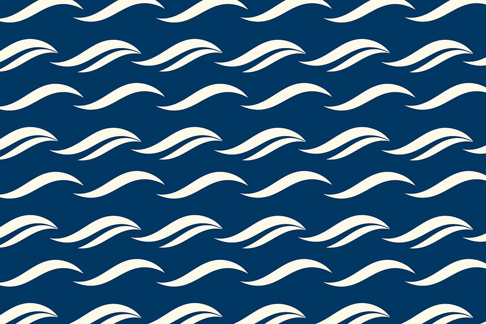 Ocean wave pattern background, blue seamless design vector