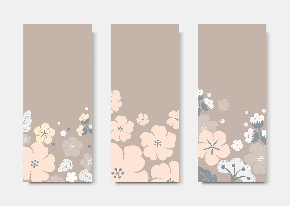 Flowers border rectangle card template vector