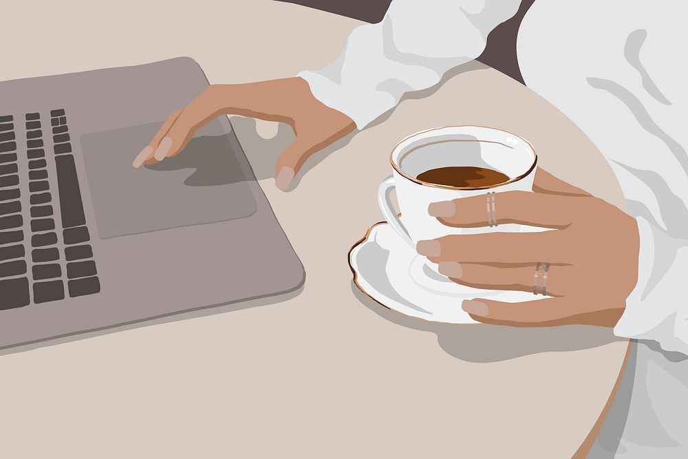 Aesthetic morning coffee background, influencer lifestyle vector