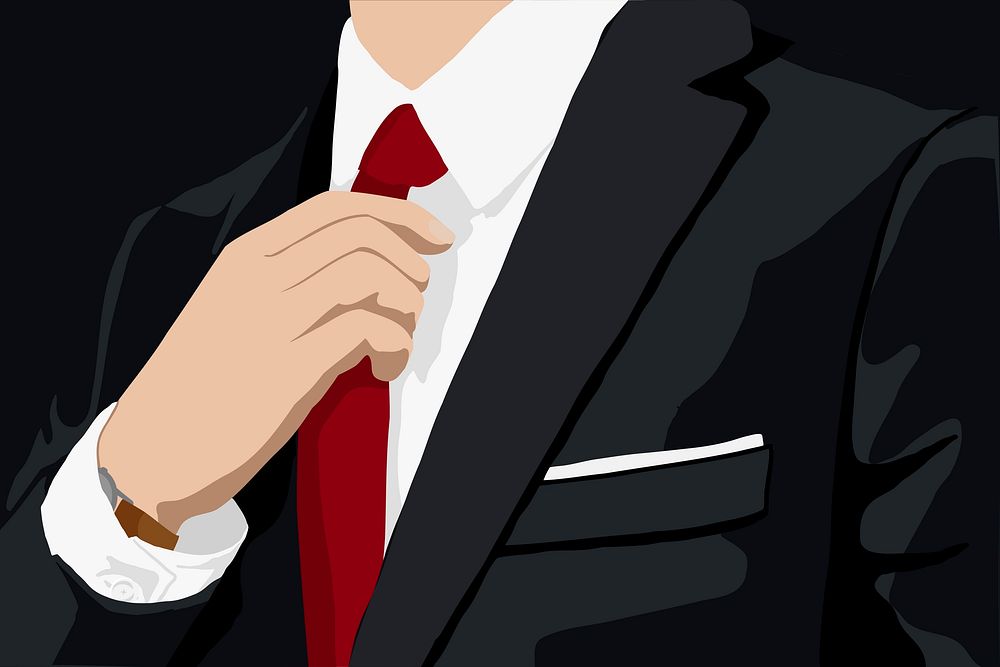 Business man adjusting necktie background, fashion aesthetic vector