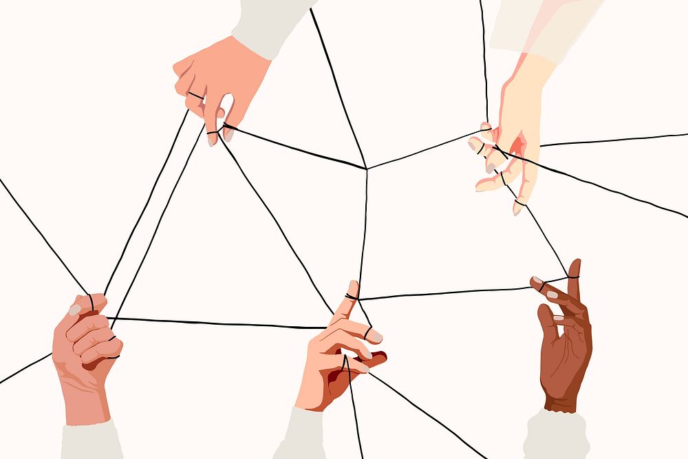 Business connection background, diverse hands illustration vector