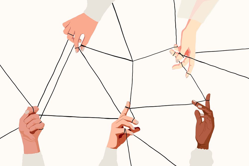 Business connection background, diverse hands illustration psd