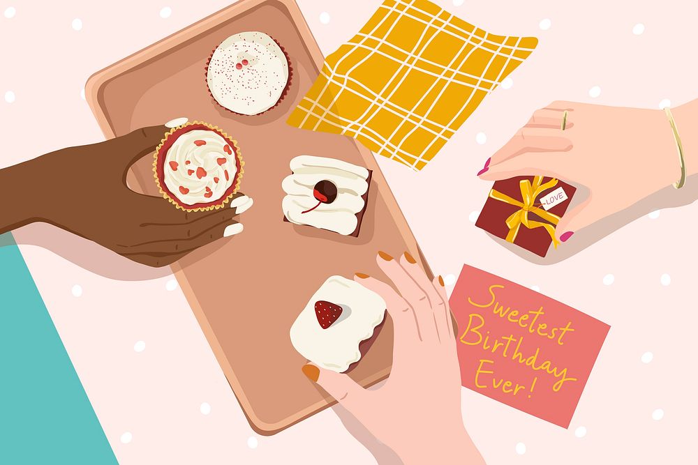 Birthday cakes background, celebration illustration design vector