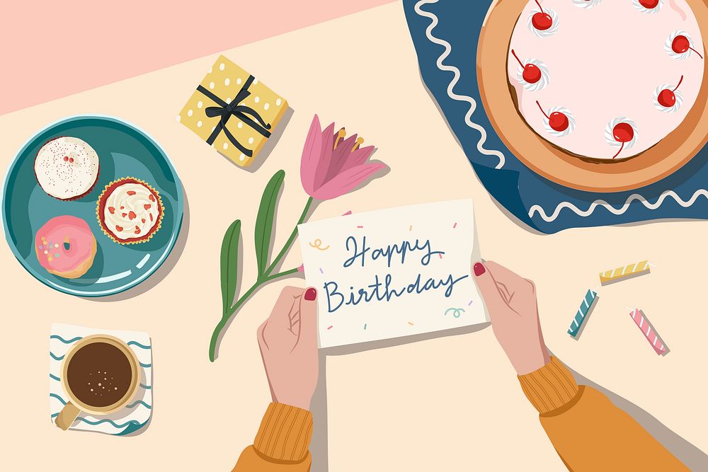 Birthday party background, celebration illustration design psd