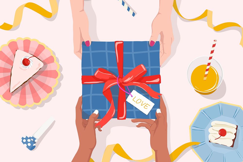 Dating background, gift box illustration design