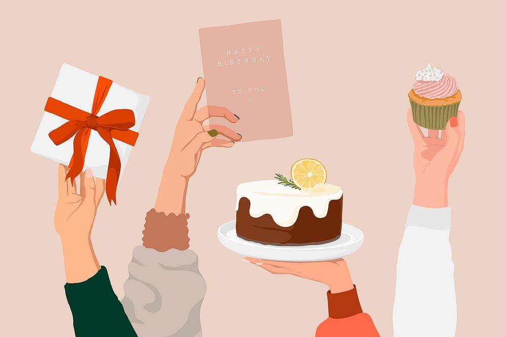 Birthday party background, feminine celebration illustration design vector