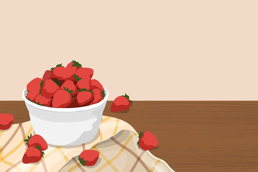 Strawberry background, aesthetic fruit illustration design psd