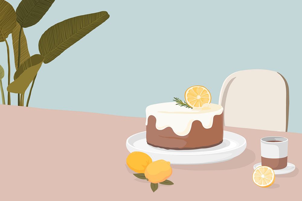 Lemon cake background, food illustration design vector