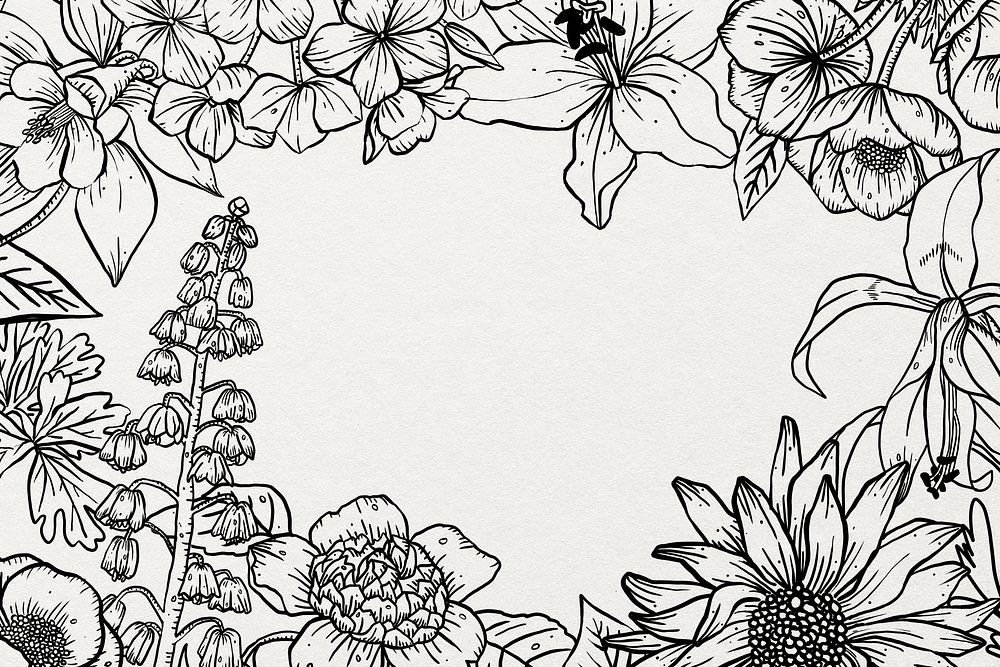 Flower background, paintable line art psd