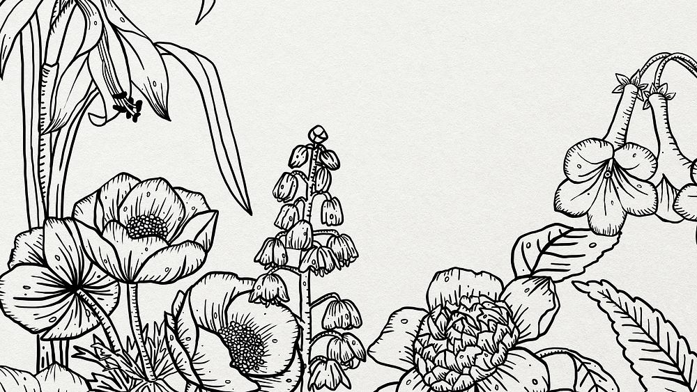 Flower line art computer wallpaper, Free Photo Illustration rawpixel