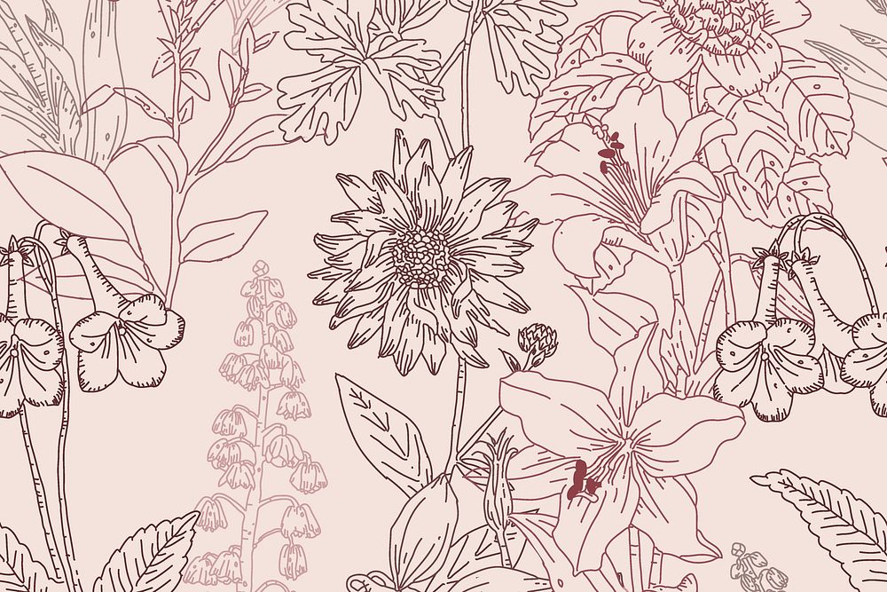Hand drawn flower background, coloring book design vector