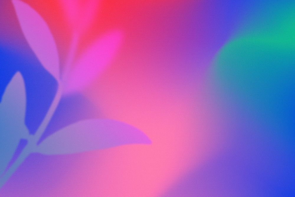 Aesthetic gradient background, with leaf border and colorful psd