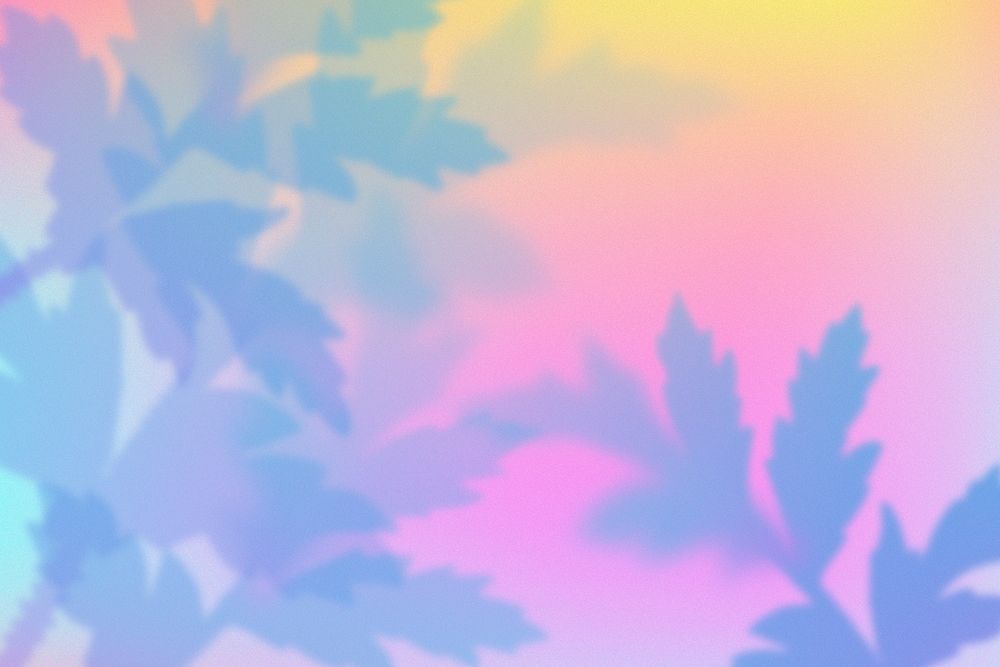 Pastel aesthetic gradient background, with leaf border and colorful psd