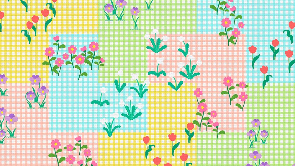 Aesthetic pastel computer wallpaper, floral aesthetic background