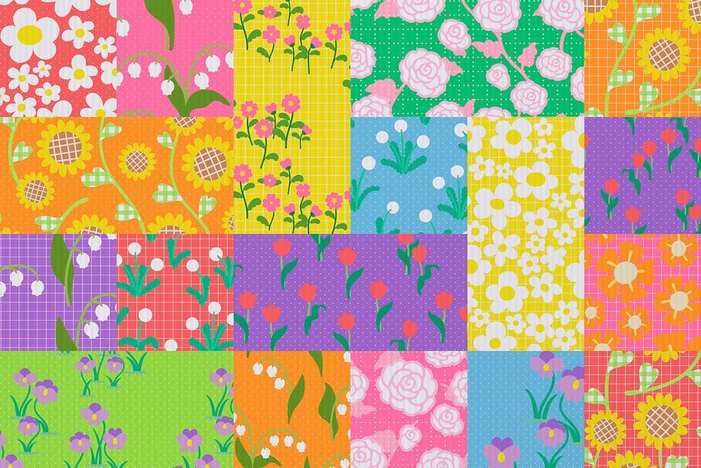 Aesthetic flower background, cute colorful graphic