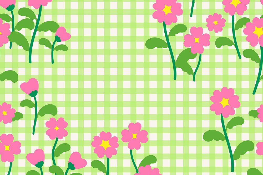 Cute flower green background, colorful aesthetic graphic vector