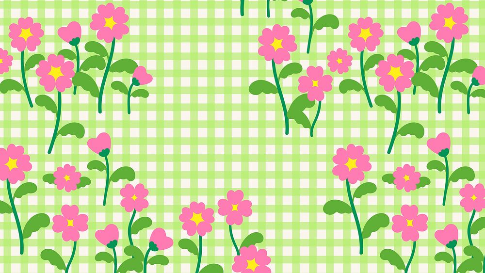 Green floral computer wallpaper, spring colorful design