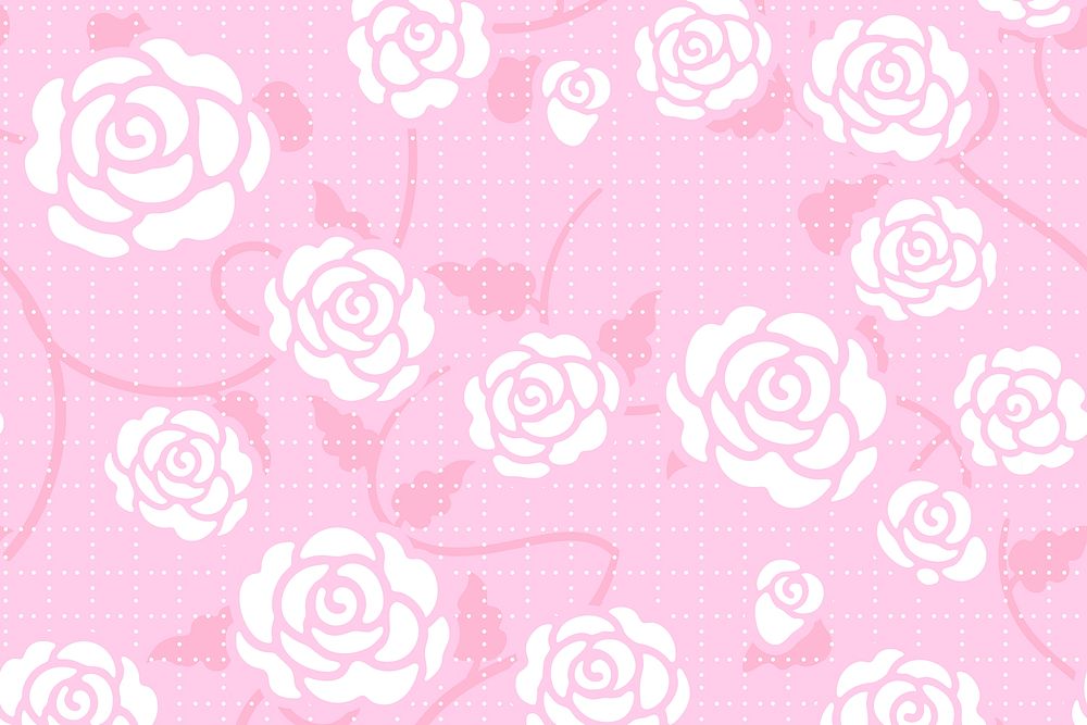 Pink rose flower background, cute colorful graphic