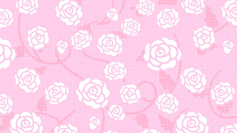 Pink floral desktop wallpaper, spring colorful design