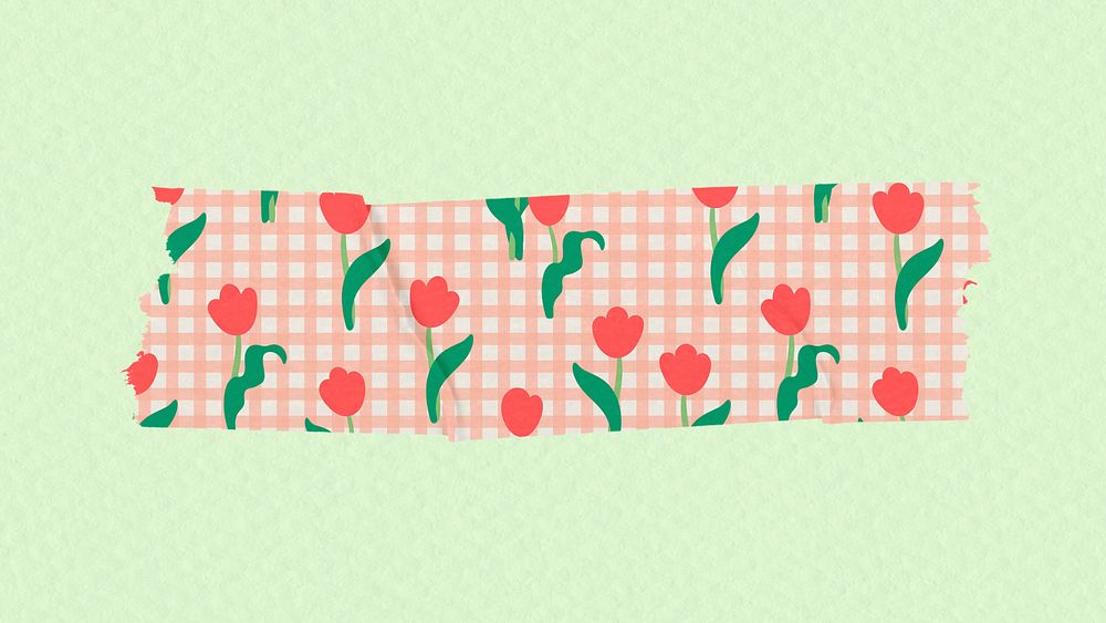 Cute flower tape sticker, girly element psd