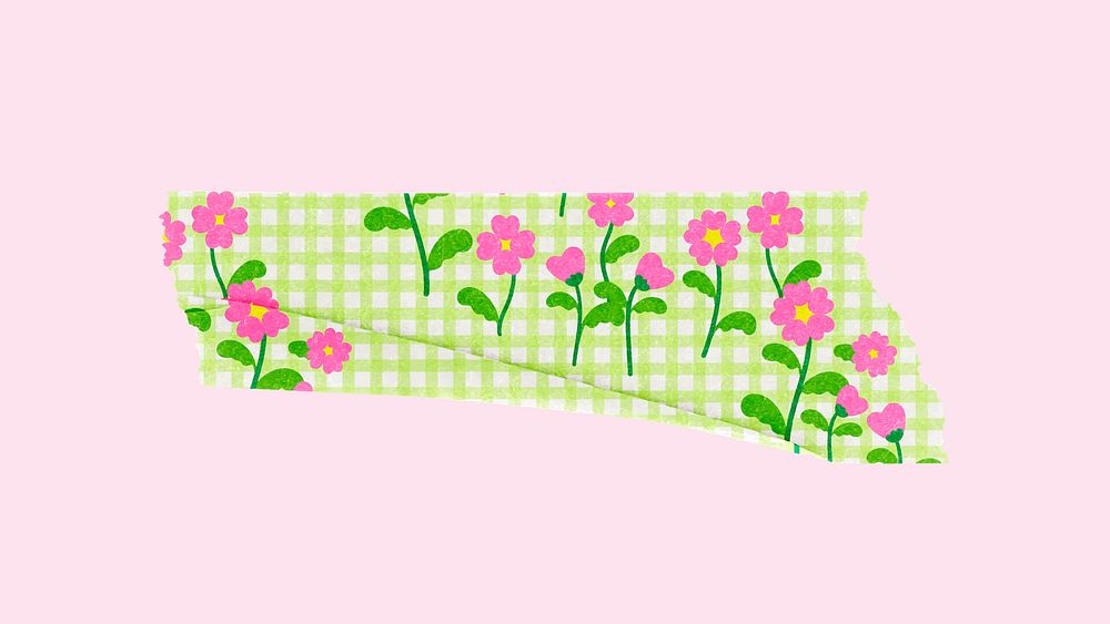 Cute flower sticker, pastel washi tape vector