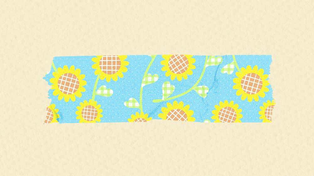 Aesthetic flower washi tape sticker, kidcore element psd