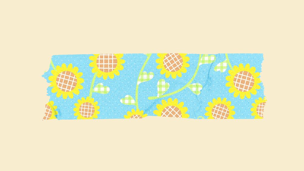 Aesthetic sunflower washi take sticker, kidcore element vector