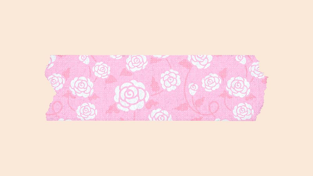 Cute flower washi tape sticker, pastel washi tape vector
