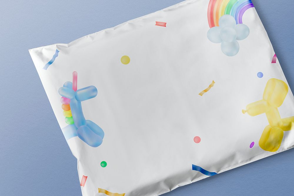 Plastic bag parcel, fun & colorful balloon art design