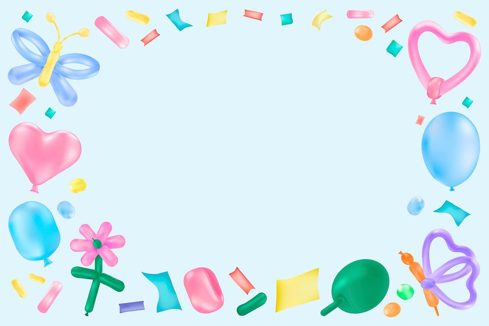 Kids birthday frame background, balloon art design