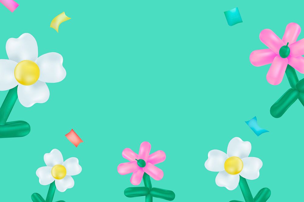 Flower balloon green background, cute design 