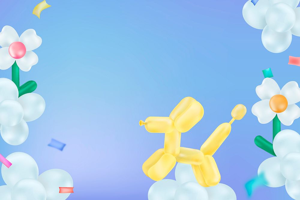 Kids birthday background, balloon art design vector